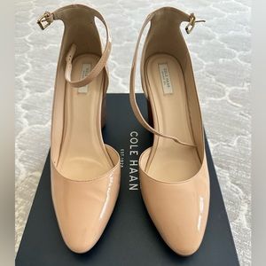 Cole Haan Lacey Ankle Strap wedge in Nude Patent Size 9